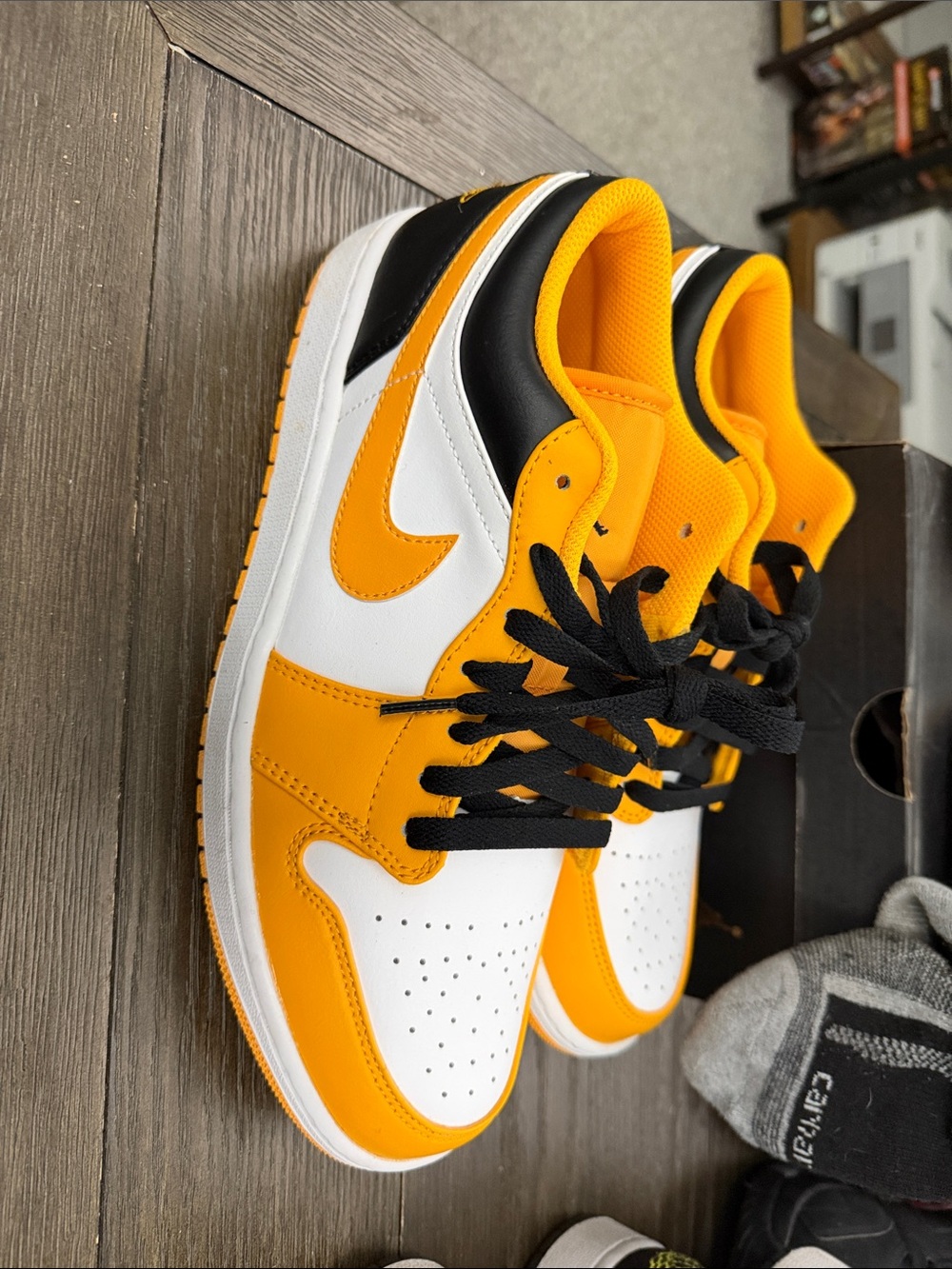 Men's Low-Top Athletic Sneakers in Orange, White & Black